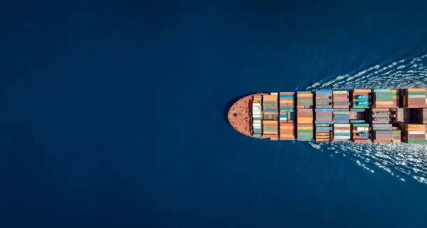 A cargo ship transporting food products across international waters.